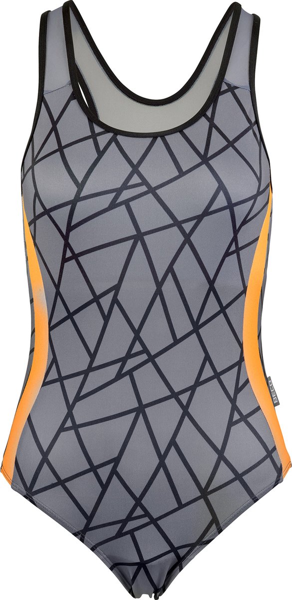 Beco tangram badpak - B-cup - grijs/oranje