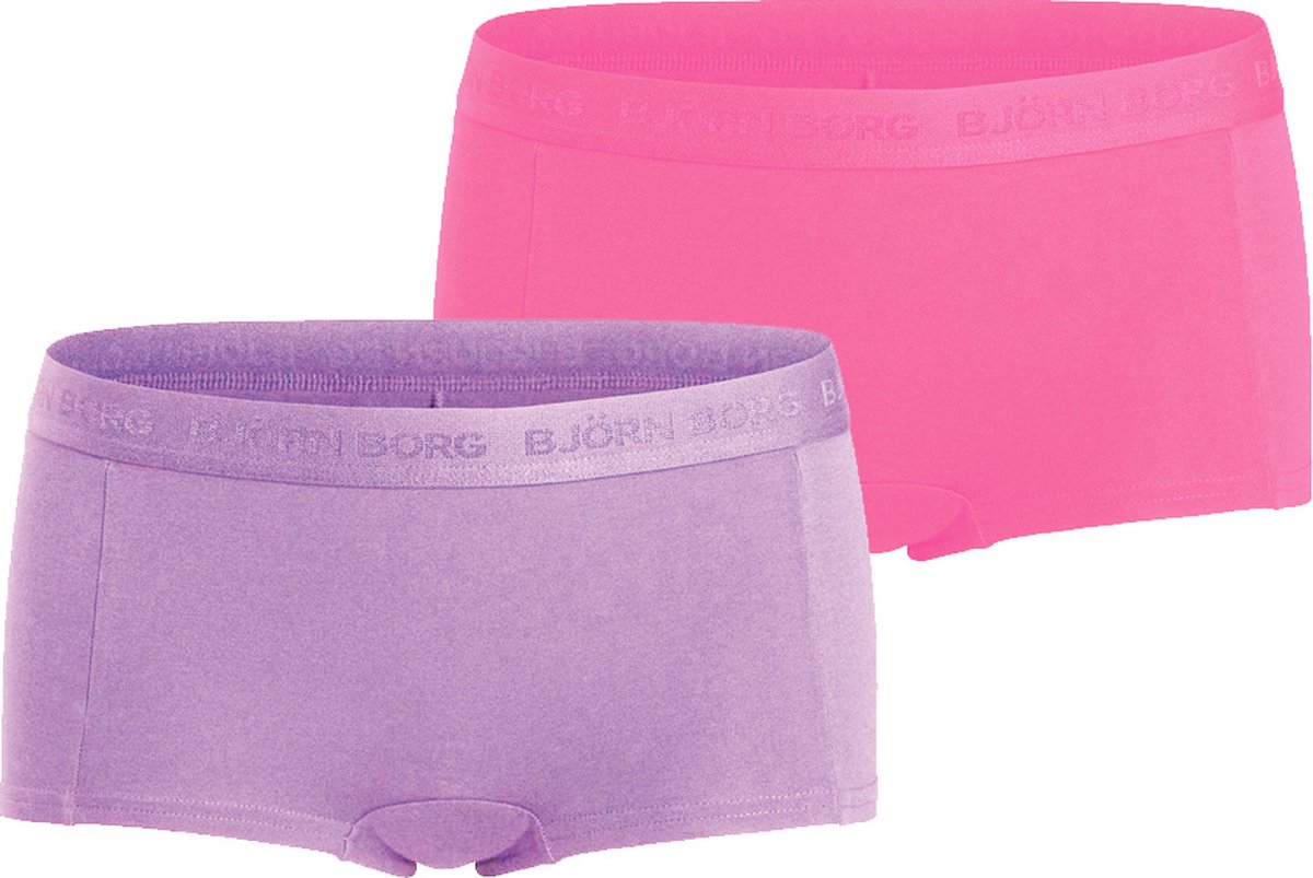 Björn Borg - Meisjes - Minishort Cotton Stretch 2-Pack - Paars/Roze - Maat 170-176