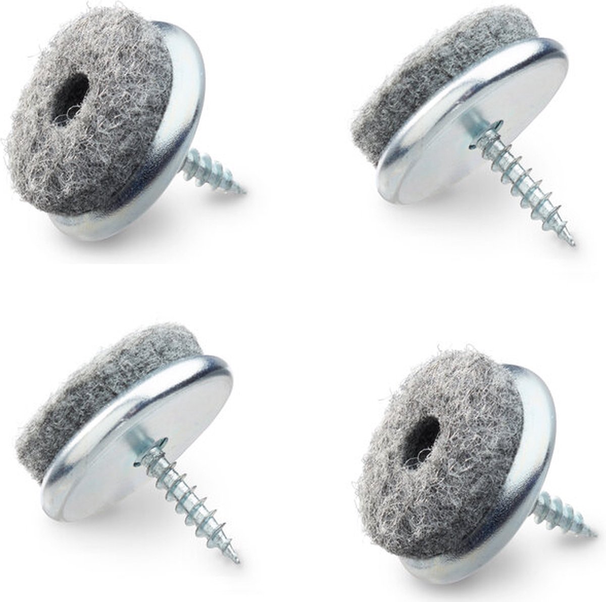 Meubel -/ stoelglijder vilt met schroef 20mm metaal grijs set 4 stuks - stoelpoot - meubelglijder