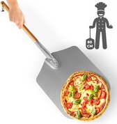 gadgy pizzaschep voor bbq en oven pizzaspatel lang houten handvat ophangbaar aluminium vaderdag cadeau