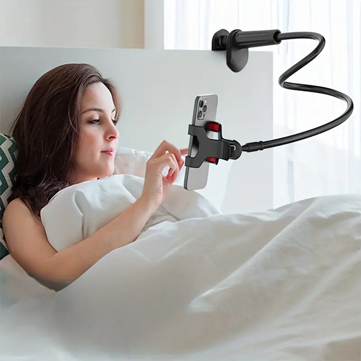 Mobiele telefoonhouder voor bed, flexibele houder met lange