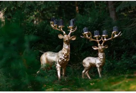 Chandelier Tête De Cerf 46 Cm, Argent, Style Campagne, Pour Noël, Neuf