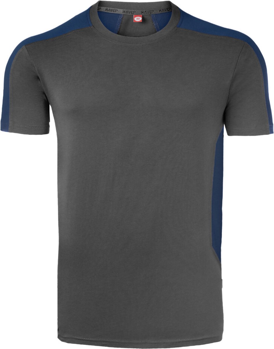 HAVEP T-shirt Bicolor 10072 - Charcoal/Indigo Blauw - XL