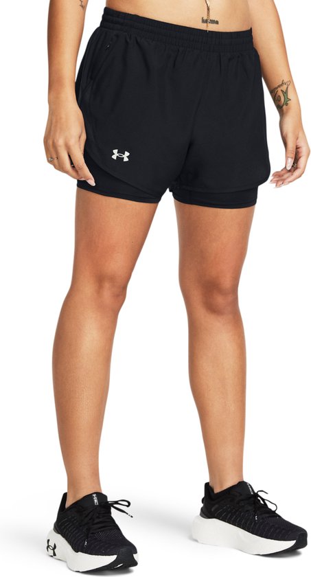 Under Armour UA Fly By 2 in 1 Shorts Dames Sportbroek Zwart Maat XL bol