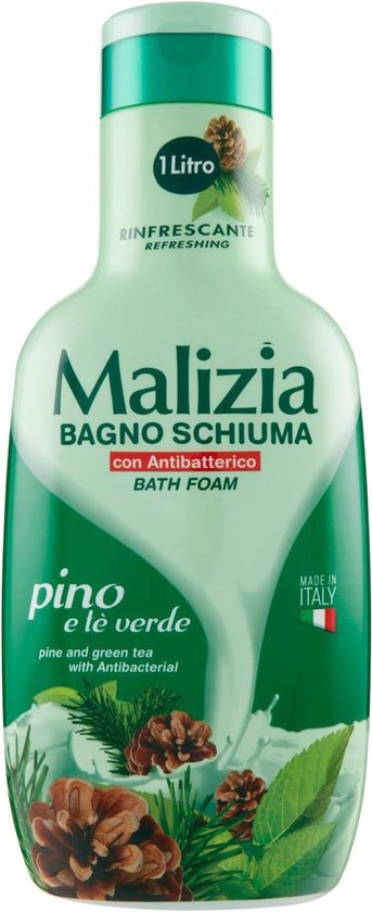 Malizia Badschuim met dennenappels en groene thee, 1 liter.