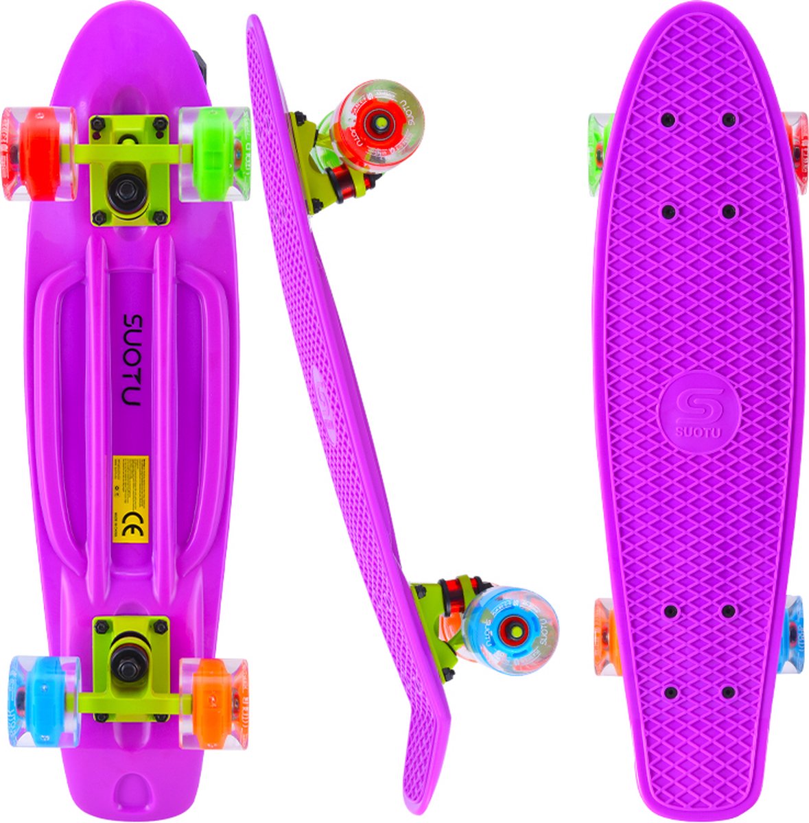 Suotu Skateboard - Skateboard Jongens – Wielen met LED-verlichting - Skateboard Meisjes – Skateboard Volwassenen - Paars