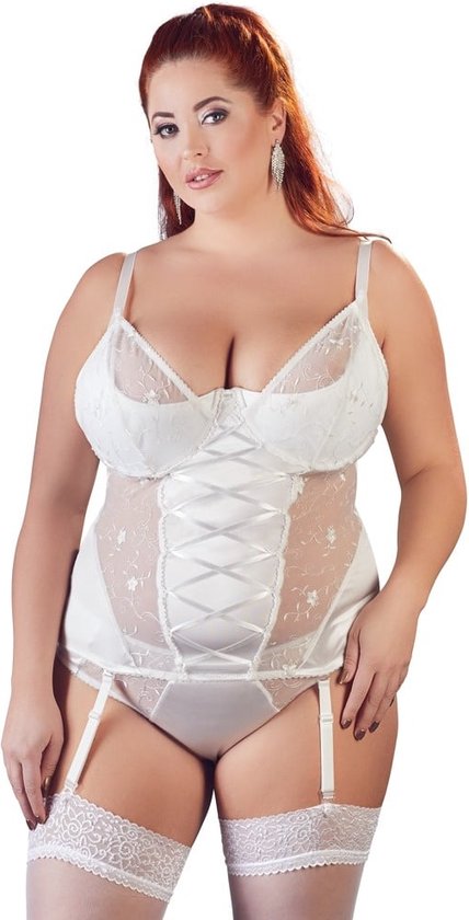 Plus Size Jarretel Basque met Losse Cups