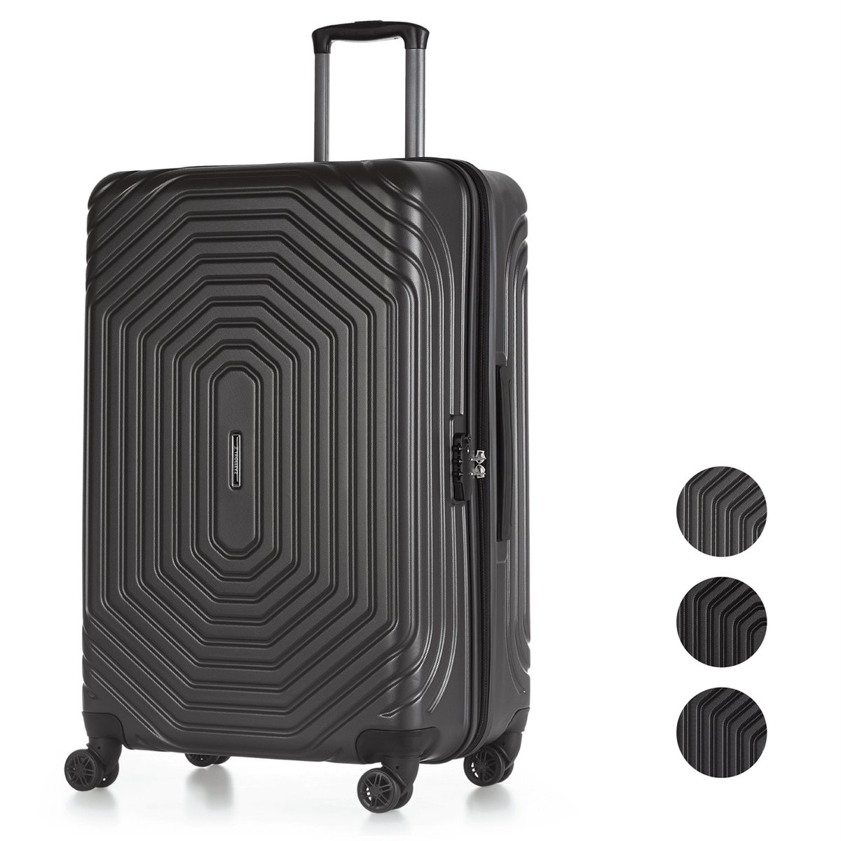 ©TROLLEYZ - Florence No.7 - Reiskoffer 78cm met TSA slot - Dubbele wielen - 360° spinners - 100% ABS - Reiskoffer in Cloudy Grey