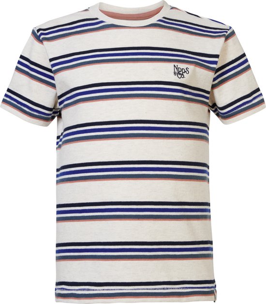 Noppies Boys Tee Dothan short sleeve stripe Jongens T-shirt - Oatmeal - Maat 134