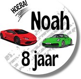 20 Stickers Traktatie Verjaardag - Sportauto Race - Met Naam en Leeftijd - Gepersonaliseerd