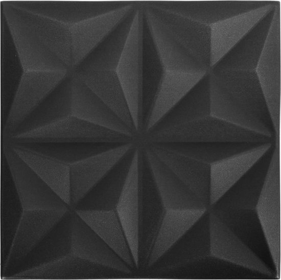 vidaXL - 12 - st - Wandpanelen - 3D - origami - 3 - m² - 50x50 - cm - zwart