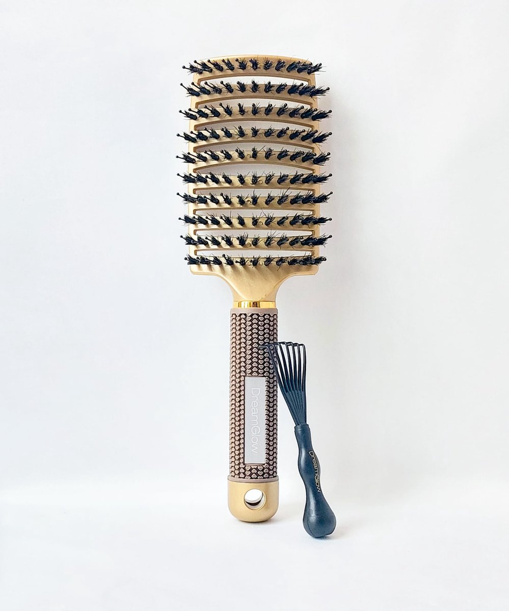DreamGlow – Bundel Anti-klit Haarborstel – Detangle Brush & Cleaner Brush – Blonde