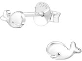 Joy|S - Zilveren walvis oorbellen - oorknopjes 6 x 3 mm - zilver massief - vis - kinderoorbellen
