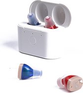 WK 2x Mini Oplaadbaar Digitaal Gehoorapparaat- Gepatenteerde Japanse nanotechnologie-chip voor medische doeleinden-CIC(Complete in the Canal) ontwerp -De batterij kan 25 uur worden gebruikt-Smart Noise Reduction-gehoorapparaat oplaadbaar