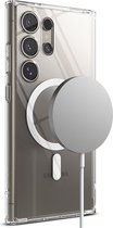 Ringke Fusion Magnetic | Hoesje Geschikt voor Samsung Galaxy S24 Ultra | Compatibel met MagSafe | Back Cover met Militaire Standaard | Transparant