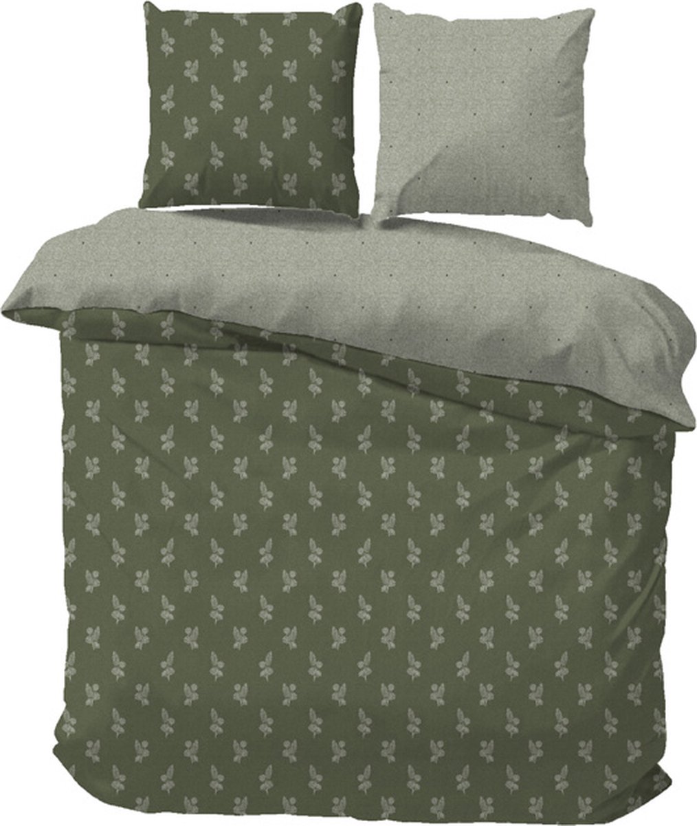 iSleep Dekbedovertrek Ingrid - Litsjumeaux XL - 260x200/220 cm - Groen