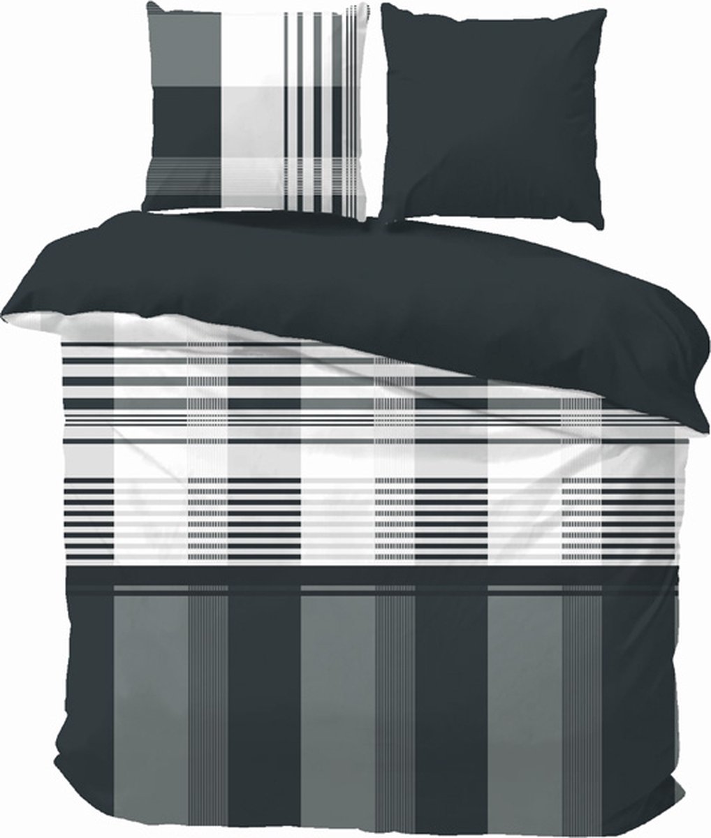 iSleep Dekbedovertrek Peter - Litsjumeaux XL - 260x200/220 cm - Zwart