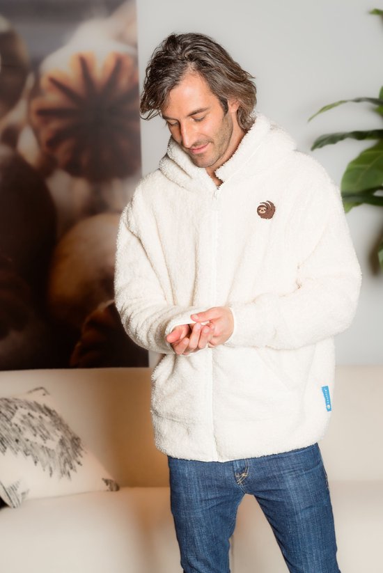 Knuffle Fleece Sweater® | Linda: "Dit is de perfect sweater! Zacht, comfortabel en geweldige kwaliteit. Geeft een heerlijk ontspannen gevoel!" | Voor dames, heren en kinderen | Handgemaakt in Portugal | In 3 kleuren, dit is kleur Wit - maat XS