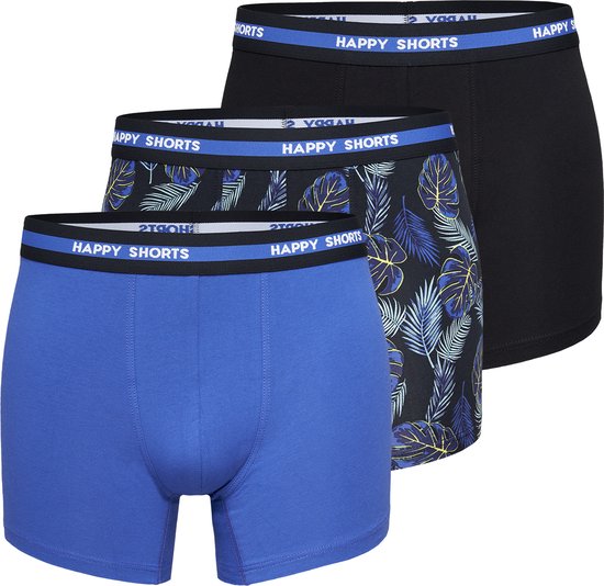Happy Shorts 3-Pack Boxershorts Heren Hawaii Zwart/Blauw - Maat S