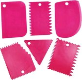 Set van 6 abstract decoratie knutsel schrapers lijmkam roze knutsel kam met tanden. Ook voor taarten geschikt.