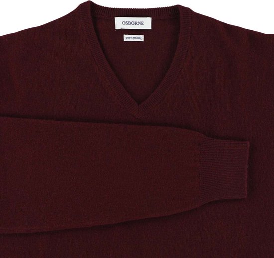 Osborne Knitwear Trui met V hals - Geelong wol - Damson - XL