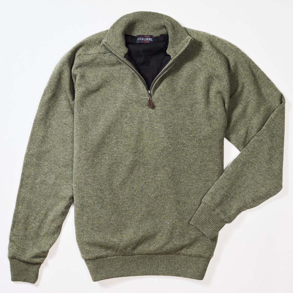 Osborne Knitwear Windstopper trui met halve rits heren - Sweater heren in Lamswol - Pullover Heren - Landscape - Zwarte voering - 2XL