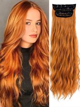 Hairextensions haarextensions oranje met krullen slag in clip 55cm lang