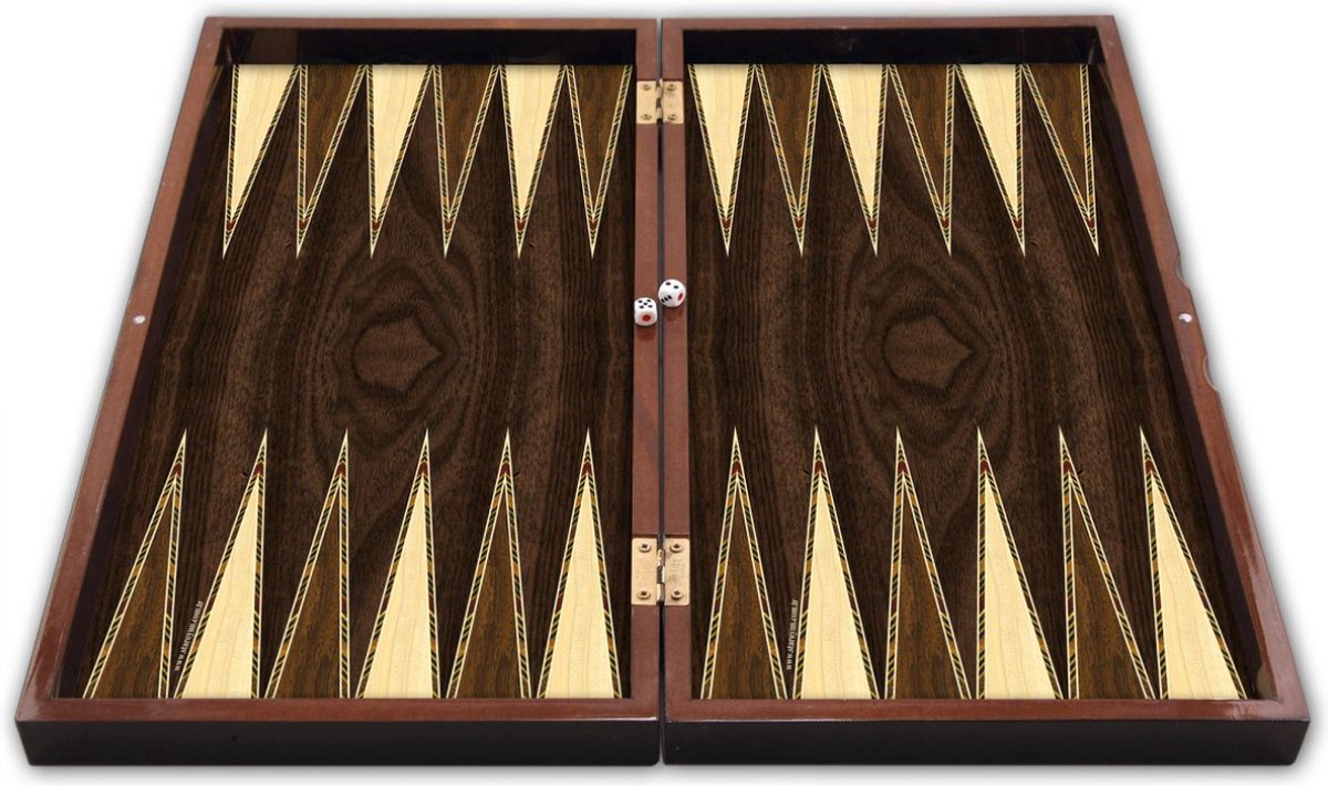 Backgammon-Turks Tavla-Star Polyester Antiek Okkernoot Backgammon Grote 5x49x6 cm