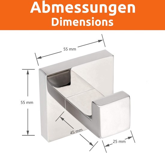 Zet toiletpapierhouder handdoekhouder - hoekig ontwerp - badkameraccessoires - roestvrij staal 304 chroom