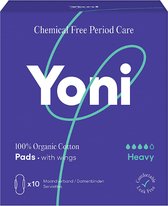 Yoni 100% Biologisch Katoenen Maandverband - Heavy - met vleugels - 10 stuks