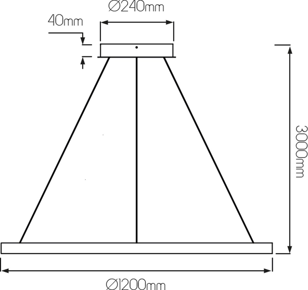 Guri ronde hanglamp wit, Ø120cm, 125W, 9800 lumen, 3000K dimbaar, aluminium/plexi, IP20