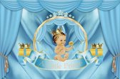 Baby shower - Tissu mural - Décoration - Garçon - Ours sur chaise - (L) 120cm x (H) 80cm