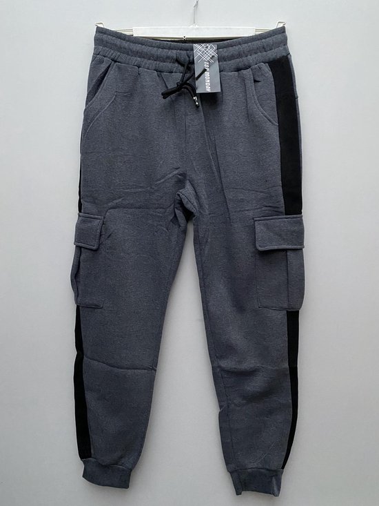 Comfortabele broek met zakken - grijs met zwarte streep - unisex - maat XL