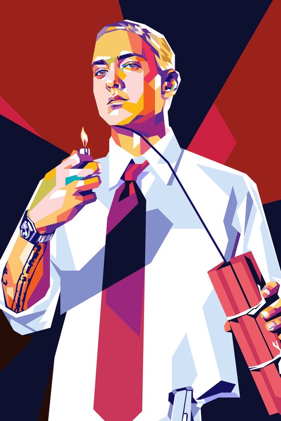 Eminem Poster | Slim Shady Poster | Muziek poster | Pop Art poster | 61x91cm | Wanddecoratie | Muurposter | Geschikt om in te lijsten