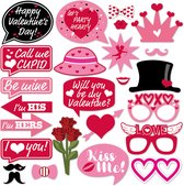 Valentijn Versiering Foto Props Valentijn Decoratie Fotoprops Verkleden Roze Wit Rood - 25 Stuks