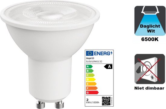 Integral LED - GU10 LED spot - 2 watt - 6500K daglicht wit - 360 lumen - Niet dimbaar - Energielabel A
