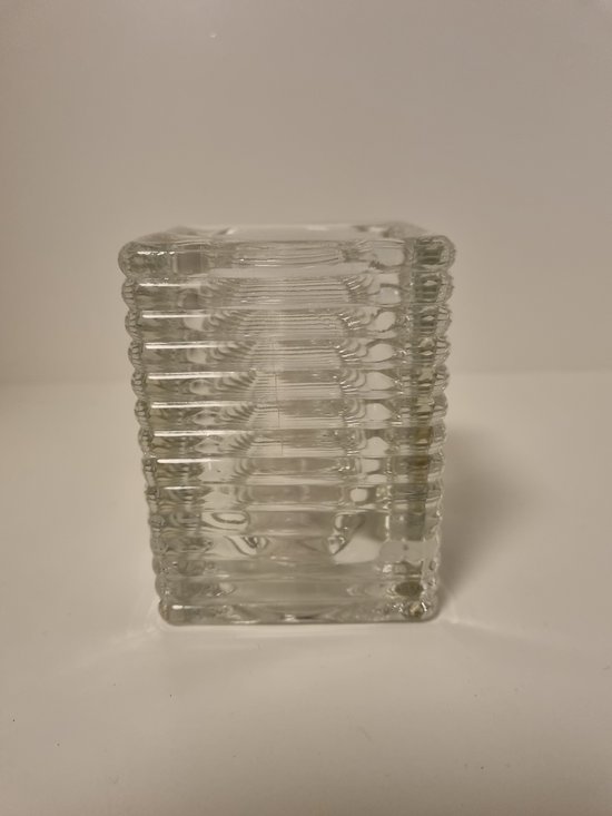 Waxinelicht houder - glas - 7x7 cm - hoogte 9,5 cm
