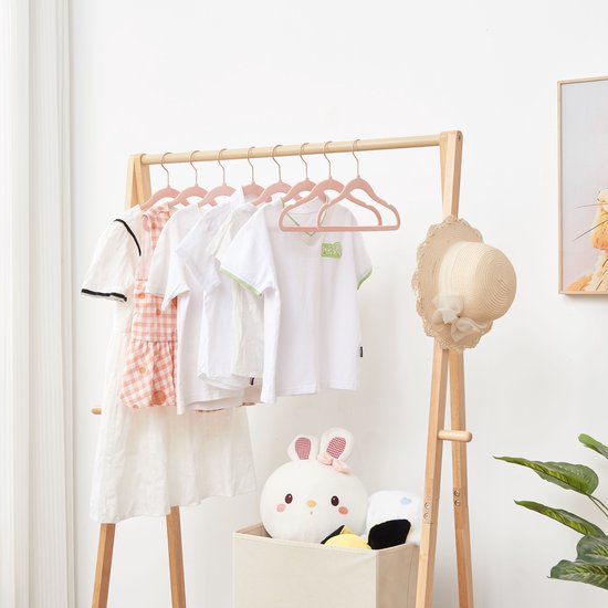 Kledinghangers voor kinderen - Set van 30 - Fluwelen Hangers met roze Haken - Non-Slip Garderobe voor Kinderen & Babykleding - Lichtroze - Acaza