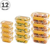 Set de 12 Boîtes de conservation à lunch jaunes Prep de repas - Conteneurs pour aliments frais - Conteneurs pour aliments frais - Boîtes de conservation frais - Conteneurs pour micro-ondes - Tavas
