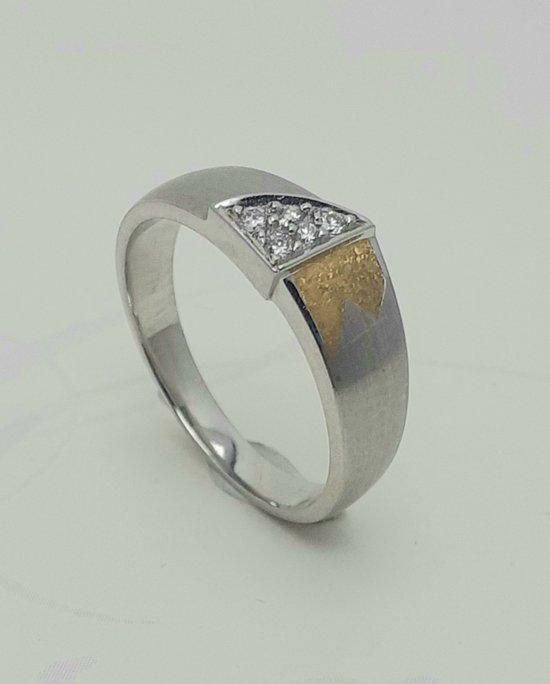 Ring - platina - geel goud - diamant - 0.07 crt - Verlinden juwelier