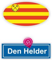 Den Helder stads vlag auto stickers set 2 stuks.