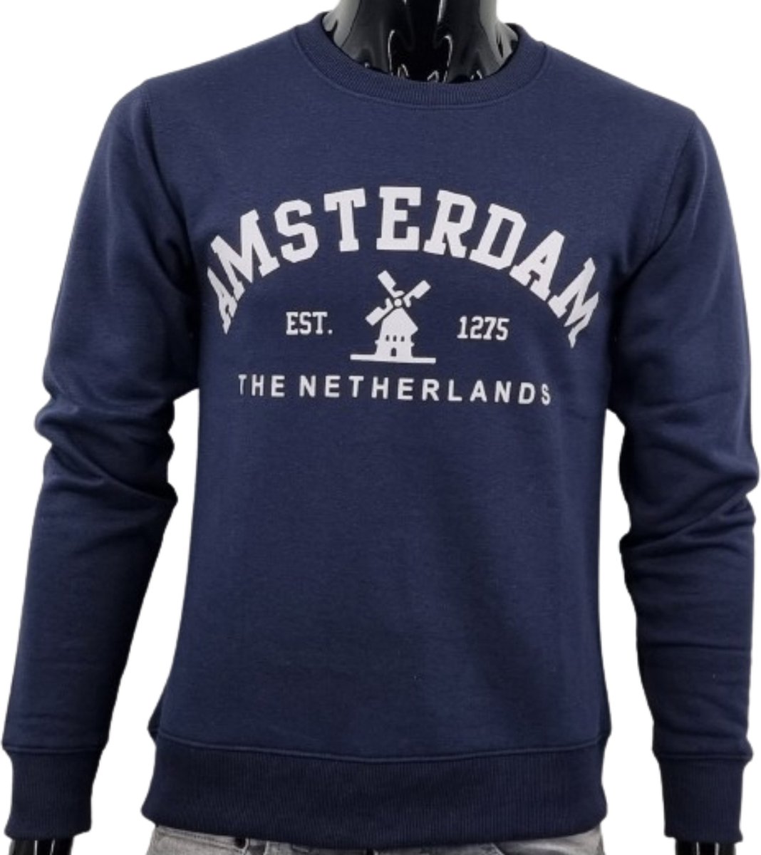 Hitman - Heren Trui - Heren Sweater - Holland Souvenir - Amsterdam Souvenir - Amsterdam Sweater - Blauw - Maat XL
