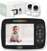 Babyfoon B-care avec 2 Caméras - Écran 3,5 pouces - Sans WiFi ni application - Capteur de température - Vision nocturne - Fonction talk-back - 4 berceuses - Alarme - Pour 2 Enfants - Baby Monitor