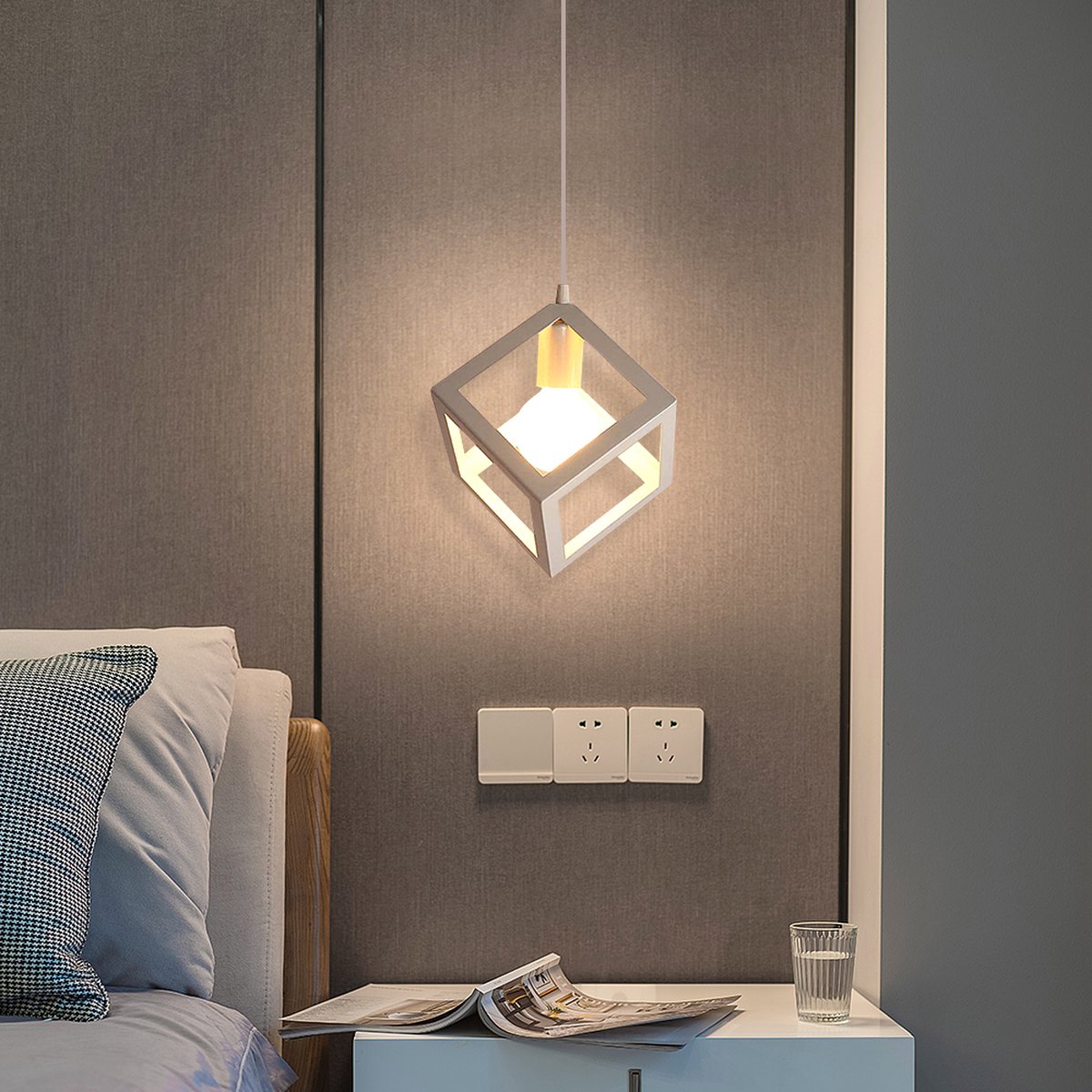 Delaveek-Kubus Industriële Hanglamp - Retro - Creatieve Metalen Voet E27 (Lamp niet inbegrepen)