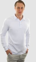 Vercate - Heren Polo Lange Mouw - Strijkvrij Poloshirt - Wit - Slim Fit - Excellent Katoen - Maat XL