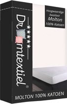 Droomtextiel Molton Hoeslaken 100% Katoen - Lits-Jumeaux 180x200 cm Wit - Matrasbeschermer - Hoge hoek - Hoogwaardige Kwaliteit