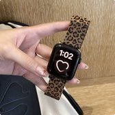 Horlogeband geschikt voor Apple Watch - 42mm / 44mm / 45mm / 49mm - Luipaard Print - Animal Print - Horloge Bandje geschikt voor Apple Watch - Tigerprint - Kleur: Goud / Zwart - Tijgerprint Horlogeband - Bandje met Magneet - Hoge Kwaliteit - iWatch