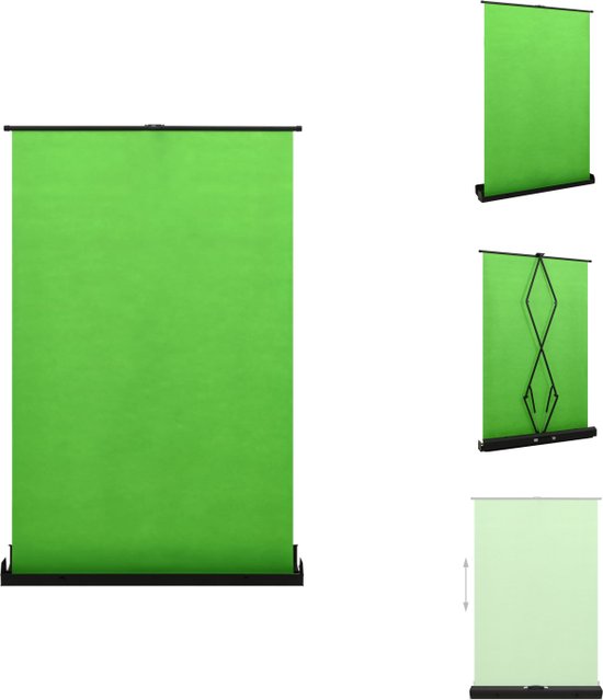 vidaXL Fotografieachtergrond Groen 134x210 cm - Nonwoven Stof en Aluminium - 57 Diagonaal - 4-3 Beeldverhouding - Studio achtergrond doek