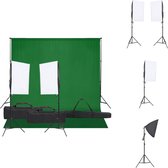 vidaXL Studioverlichtingsset - 2 Softboxen - LED-lampen - Standaard - Achtergrondsets - Groen 300x300 cm - Fotostudio Set