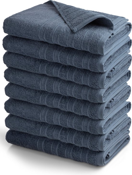 OUTLET BADTEXTIEL - set van 8 - badlaken 70x140 cm - jeans blauw